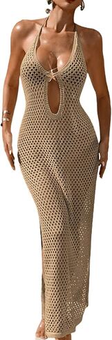 Kaei&Shi Crochet Maxi Dress,Starfish Deep Plunge Beach Cover Ups for Women Long,Sexy Resort Pool Party Vacation Outfits in Kuwait