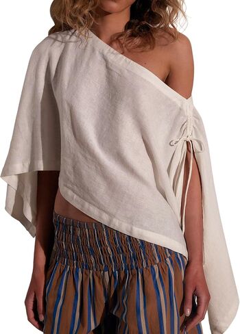 Womens Ruched Drawstring Cape Tops Summer Beach Loose Split Sleeve Coverup Casual Vacation Versatile Poncho Shawl in Saudi Arabia