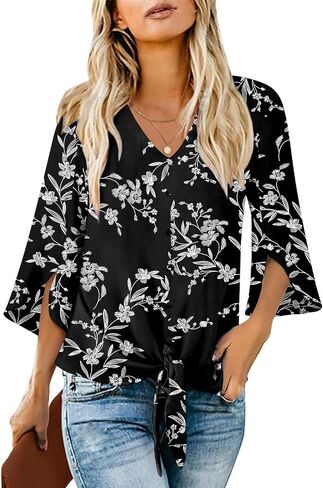 Addtoo Womens 2026 Casual Summer Tops V-Neck Button Down Shirts Loose Fit Tunic Blouses in Saudi Arabia