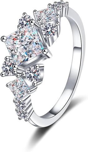 Women's Geometric 14K Gold Diamond Statement Ring, Set with 1 Carat Square Cut VVS1 D-Color Stone, Clean Contemporary Style with Cool-Toned Luxury in Kuwait