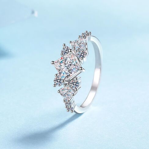 Women's Geometric 14K Gold Diamond Statement Ring, Set with 1 Carat Square Cut VVS1 D-Color Stone, Clean Contemporary Style with Cool-Toned Luxury in Kuwait