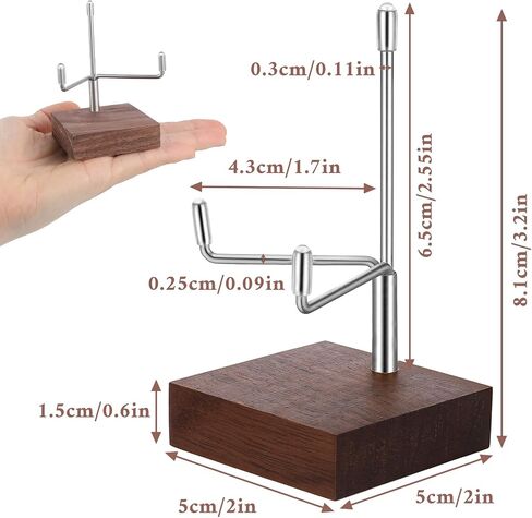 Small Silver Metal Arms Display Stand Easel with Wooden Base - Adjustable Small Display Easel Stand for Displaying Art Fossil Coral Picture, Photo Frame, 2"x2"x3.2" in Saudi Arabia