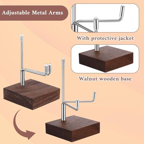 Small Silver Metal Arms Display Stand Easel with Wooden Base - Adjustable Small Display Easel Stand for Displaying Art Fossil Coral Picture, Photo Frame, 2"x2"x3.2" in Saudi Arabia