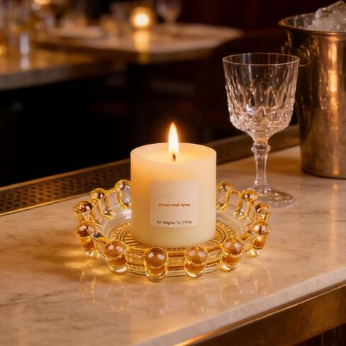 Glass Candle Holder – Modern Clear Glass Tray for Tea Lights & Votives Chic Home Decor Jewelry Holder Dish Decorative Coaster Plate Clear Candle Dish Display Accessory in Kuwait