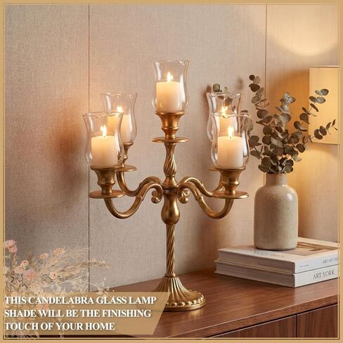 LemonRoad 6 Sets Clear Peg Votive Holders with Rubber Gasket Tall Glass Candelabra Hurricane Glass Shades Votive Candleholder Cups for Modern Contemporary Home Decorations (3.5") in Kuwait