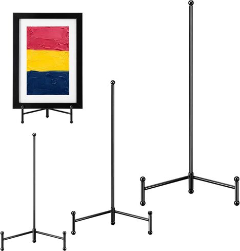 Gerrii 3 Pcs 12 10 8 Inch Gold Easel Stand Picture Frame Stands for Display Metal Tripod Easel Plate Display Stands Photo Standing Metal Holder for Picture, Book, Photo, Creation, Collectibles in Kuwait