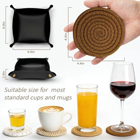 Cotton Woven Coasters, Set of 4, Boho 4-Color | for Drinks, Coffee Table and Kitchen Tabletop Protection, Suitable for Cups, Coffee, Beer, Home Decor in Saudi Arabia