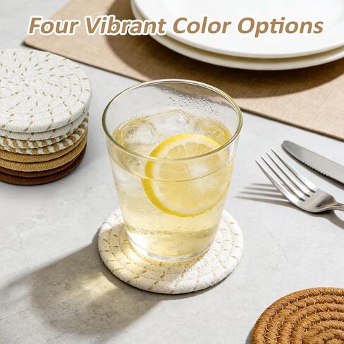 Cotton Woven Coasters, Set of 4, Boho 4-Color | for Drinks, Coffee Table and Kitchen Tabletop Protection, Suitable for Cups, Coffee, Beer, Home Decor in Saudi Arabia