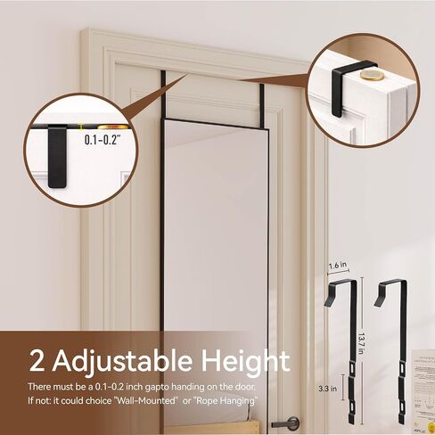 NARCISSUS 47x14 Mirror Door Hanging Full Length,Over Door or Wall Mounted Aluminum Alloy Frame Tempered Glass Rectangle Full Body Mirrors for Bedroom Dressing Living Room Bathroom 47 inch Black in Saudi Arabia