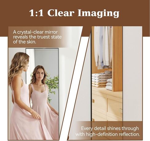 NARCISSUS 47x14 Mirror Door Hanging Full Length,Over Door or Wall Mounted Aluminum Alloy Frame Tempered Glass Rectangle Full Body Mirrors for Bedroom Dressing Living Room Bathroom 47 inch Black in Saudi Arabia