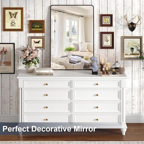 Krymnar 24x36 Bathroom Vanity Mirror Over Sink, Black Rectangular Aluminum Frame with Rounded Corner(Small-Radius), HD Shatterproof Glass & Rust-Proof Wall Mirror for Bedroom, Living Room, Entryway in Saudi Arabia