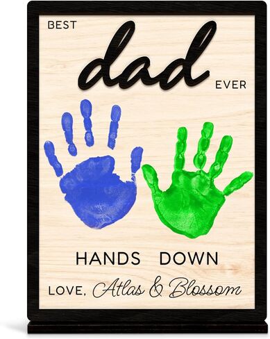 Best Dad Ever Hands Down Framed Sign, Optional 3D Titles Dad, Papa, Grandpa, Personalized Father's Day Sign w/Names, Custom Gifts for Dad from Daughter, Son, Wife, Dad Gifts for Father, Grandpa in Saudi Arabia