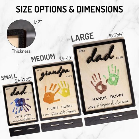 Best Dad Ever Hands Down Framed Sign, Optional 3D Titles Dad, Papa, Grandpa, Personalized Father's Day Sign w/Names, Custom Gifts for Dad from Daughter, Son, Wife, Dad Gifts for Father, Grandpa in Saudi Arabia