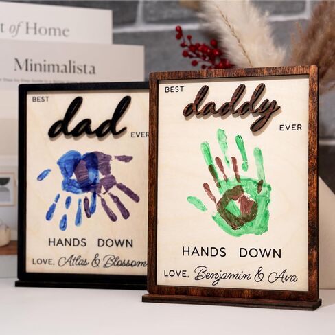 Best Dad Ever Hands Down Framed Sign, Optional 3D Titles Dad, Papa, Grandpa, Personalized Father's Day Sign w/Names, Custom Gifts for Dad from Daughter, Son, Wife, Dad Gifts for Father, Grandpa in Saudi Arabia
