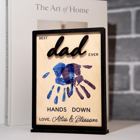 Best Dad Ever Hands Down Framed Sign, Optional 3D Titles Dad, Papa, Grandpa, Personalized Father's Day Sign w/Names, Custom Gifts for Dad from Daughter, Son, Wife, Dad Gifts for Father, Grandpa in Saudi Arabia