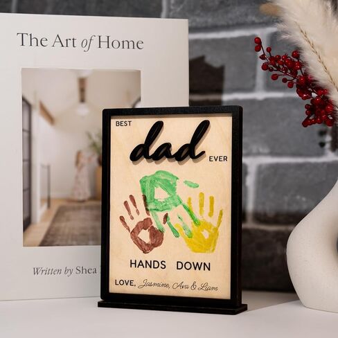 Best Dad Ever Hands Down Framed Sign, Optional 3D Titles Dad, Papa, Grandpa, Personalized Father's Day Sign w/Names, Custom Gifts for Dad from Daughter, Son, Wife, Dad Gifts for Father, Grandpa in Saudi Arabia