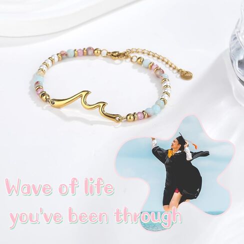 Gold Wave Bracelets Gifts for Women, Birthday Graduation Christmas Jewelry Gifts for Daughter Granddaughter Best Friend Sister in Saudi Arabia