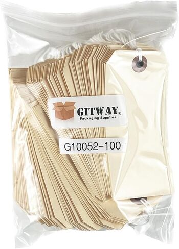 100 Tags 4 3/4" x 2 3/8" Size 5 Manilla Inventory Shipping Hang Tag with String by Gitway in Kuwait