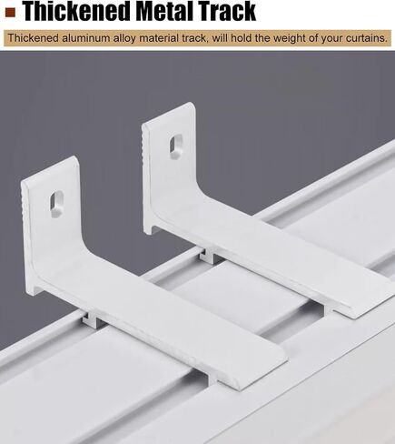 Premium 3-in-1 Ceiling-Mounted Double Curtain Track System with Pelmet Box - Customizable Aluminium Design for Living Room & Bedroom - 220cm Length in Kuwait