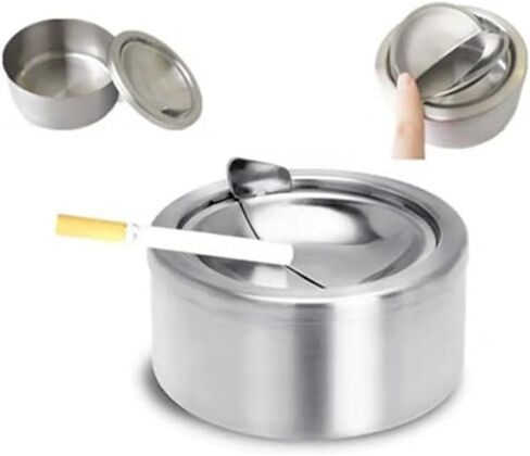Outdoor Ashtray, Stainless Steel | with Lid in Kuwait