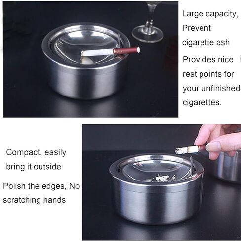 Outdoor Ashtray, Stainless Steel | with Lid in Kuwait