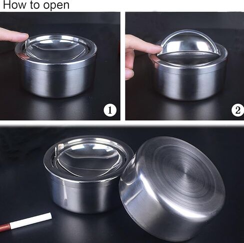 Outdoor Ashtray, Stainless Steel | with Lid in Kuwait