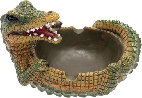 Green Crocodile Fujima Ashtray – Fun Resin Animal Ashtray, Durable & Easy to Clean, Unique Decorative Accent for Home, Patio, or Lounge in Saudi Arabia