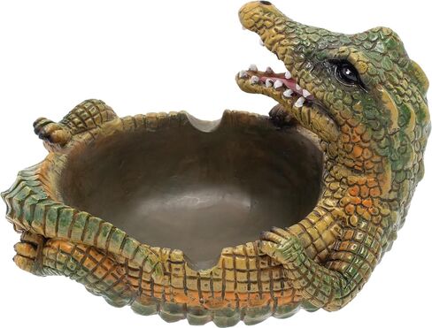Green Crocodile Fujima Ashtray – Fun Resin Animal Ashtray, Durable & Easy to Clean, Unique Decorative Accent for Home, Patio, or Lounge in Saudi Arabia