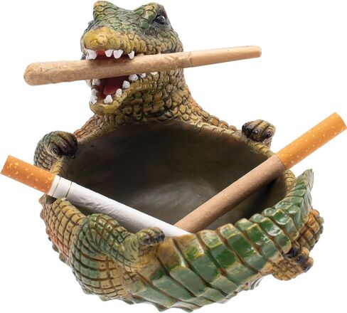 Green Crocodile Fujima Ashtray – Fun Resin Animal Ashtray, Durable & Easy to Clean, Unique Decorative Accent for Home, Patio, or Lounge in Saudi Arabia