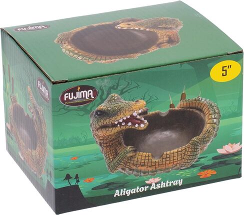 Green Crocodile Fujima Ashtray – Fun Resin Animal Ashtray, Durable & Easy to Clean, Unique Decorative Accent for Home, Patio, or Lounge in Saudi Arabia