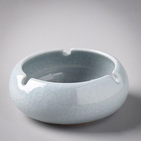 Small Ceramic Ashtray Stylish Tabletop Ash Tray for Cigarettes - Cute Cigar Ashtray for Home Office Bar Restaurant Indoor Outdoor Decoration (Dark Blue) in Kuwait