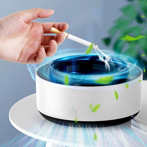 2 in 1 Multifunctional Smokeless Ashtray,Air Purifier Ashtray with Filter, Best for Home Car or Office (White) in Kuwait