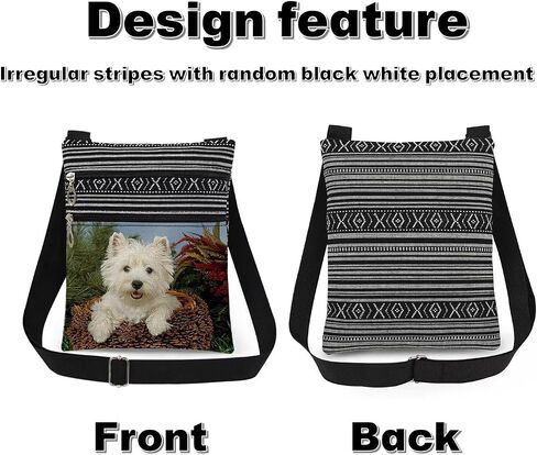 Westie Dog in Pinecone Print Crossbody Bag Adjustable Unisex Western Highland Terrier Print Shoulder Bag with Zipper Birthday Holiday Gift for Pet Lovers Outdoor Travel Men Purse in Kuwait
