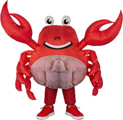 Inflatable Crab Costume for Adults, Funny Blow Up Red Crab Suit with Big Pincers, Air-filled Halloween Costume for Cosplay in Saudi Arabia
