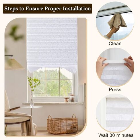 2 Pack PP Non-Woven Fabric Shades for Window, with Phoenix Tail Pattern, No Drill No Tools Cordless Light Filtering Blinds with Clips, 36" W X 72" L, Cut to Size, Adhesive Pleated Blinds in Saudi Arabia