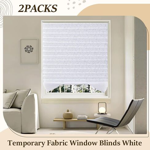 2 Pack PP Non-Woven Fabric Shades for Window, with Phoenix Tail Pattern, No Drill No Tools Cordless Light Filtering Blinds with Clips, 36" W X 72" L, Cut to Size, Adhesive Pleated Blinds in Saudi Arabia