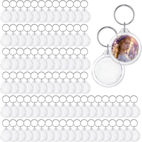 100 Pcs Round Photo Keychains, 1.57 Inch Picture Keychain, Clear Acrylic Keychain Blanks, DIY Photo Frame Keyring, Picture Insert Key Chain, Personalized Keychains for DIY Craft Logo Gifts in Kuwait