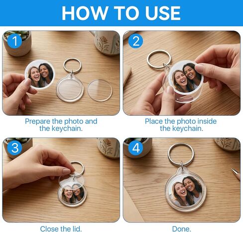 100 Pcs Round Photo Keychains, 1.57 Inch Picture Keychain, Clear Acrylic Keychain Blanks, DIY Photo Frame Keyring, Picture Insert Key Chain, Personalized Keychains for DIY Craft Logo Gifts in Kuwait