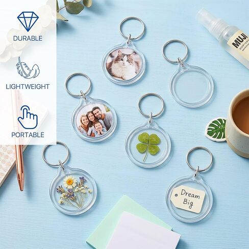 100 Pcs Round Photo Keychains, 1.57 Inch Picture Keychain, Clear Acrylic Keychain Blanks, DIY Photo Frame Keyring, Picture Insert Key Chain, Personalized Keychains for DIY Craft Logo Gifts in Kuwait
