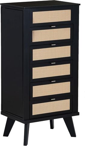 Powell Helene Black Wooden Jewelry Armoire with Cane Drawer Fronts in Saudi Arabia