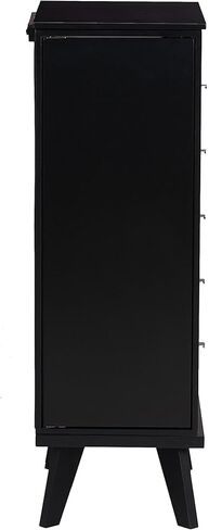 Powell Helene Black Wooden Jewelry Armoire with Cane Drawer Fronts in Saudi Arabia