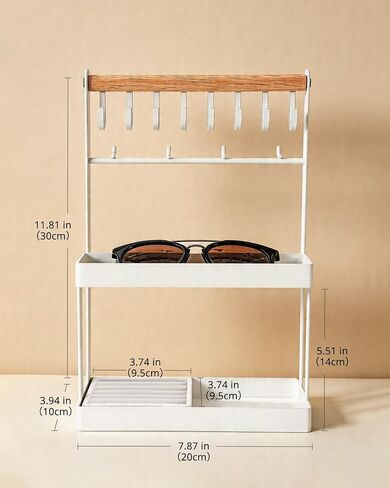 4-Tier Jewelry Organizer Stand with 12 Hooks & Velvet Ring Tray, Necklace Holder, Tangle-Free Jewelry Display for Bracelets Rings, Room Dorm Decor for Dresser Vanity, Gift for Teen Girls, White in Saudi Arabia