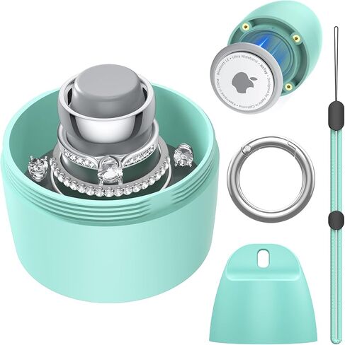 Travel Case for Oura Ring with Hidden Bottom AirTag Holder Anti-Loss, Hard Shell PC Jewelry Storage Box, Portable Keychain & Lanyard for Rings, Earrings & Small Jewelry (Blush Petal) in Saudi Arabia