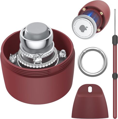 Travel Case for Oura Ring with Hidden Bottom AirTag Holder Anti-Loss, Hard Shell PC Jewelry Storage Box, Portable Keychain & Lanyard for Rings, Earrings & Small Jewelry (Blush Petal) in Saudi Arabia