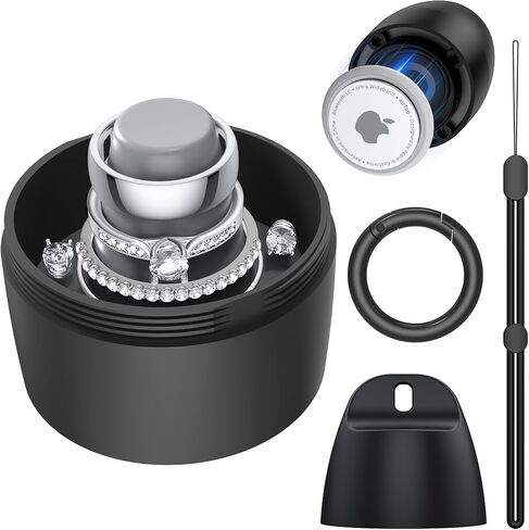 Travel Case for Oura Ring with Hidden Bottom AirTag Holder Anti-Loss, Hard Shell PC Jewelry Storage Box, Portable Keychain & Lanyard for Rings, Earrings & Small Jewelry (Blush Petal) in Saudi Arabia