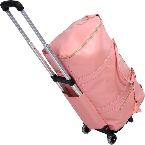 Fabater Travel Bag with Detachable Trolley, 40L Large Capacity water proof Rolling Garment Duffel Bag, with Leather Handle and Shock Absorbing Wheels, for Business Trip and Weekender (Beige) in Kuwait