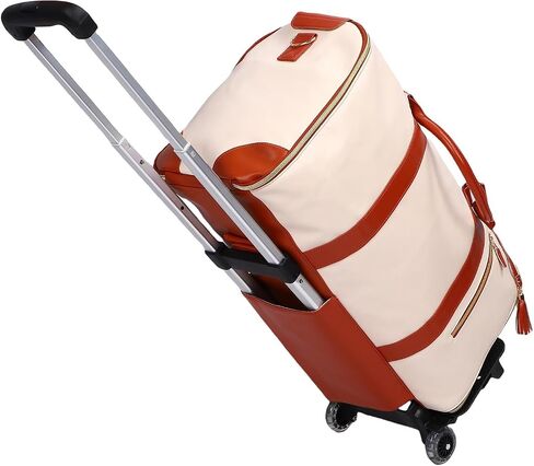 Fabater Travel Bag with Detachable Trolley, 40L Large Capacity water proof Rolling Garment Duffel Bag, with Leather Handle and Shock Absorbing Wheels, for Business Trip and Weekender (Beige) in Kuwait