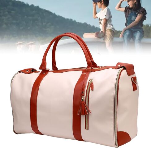 Fabater Travel Bag with Detachable Trolley, 40L Large Capacity water proof Rolling Garment Duffel Bag, with Leather Handle and Shock Absorbing Wheels, for Business Trip and Weekender (Beige) in Kuwait