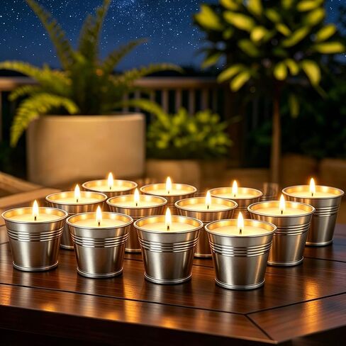 Citronella Candles Outdoor, 12 Pack 2oz Small Portable Tin Candles, Natural Soy Wax and Citronella Essential Oil, Long Lasting for Patio, Backyard, Garden, Camping, Home, Indoor, 120 Total Hours in Saudi Arabia