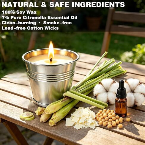Citronella Candles Outdoor, 12 Pack 2oz Small Portable Tin Candles, Natural Soy Wax and Citronella Essential Oil, Long Lasting for Patio, Backyard, Garden, Camping, Home, Indoor, 120 Total Hours in Saudi Arabia